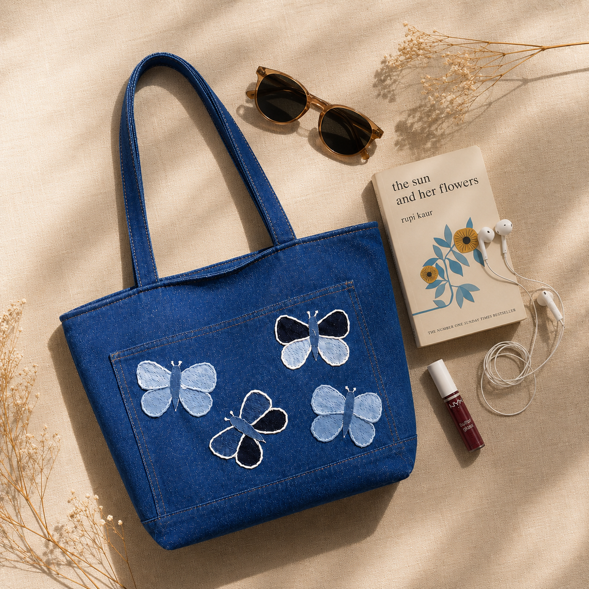 Denim Butterfly Tote Bag – "So Pretty!