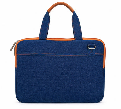 Classic Denim Messenger Laptop bag with PU accent