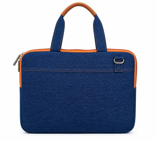 Classic Denim Messenger Laptop bag with PU accent
