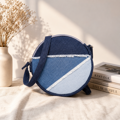 Denim Round Sling Bag