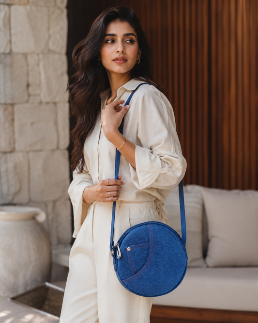 Denim Round Classic Sling Bag