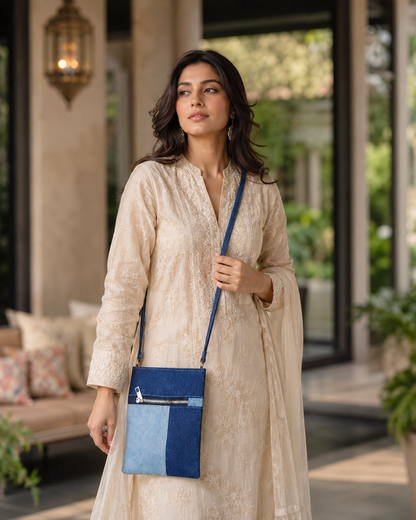 Denim Two Tone Mobile Sling