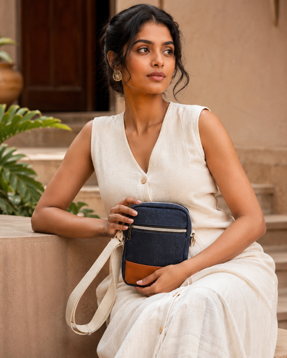 Denim PU Sling Bag
