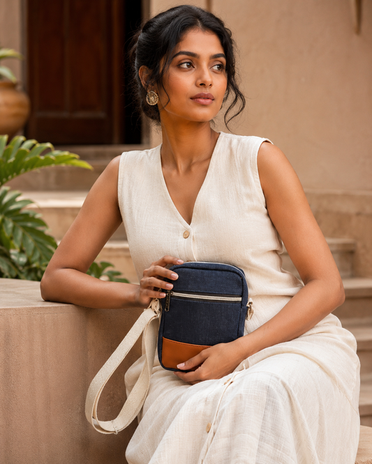 Denim PU Sling Bag