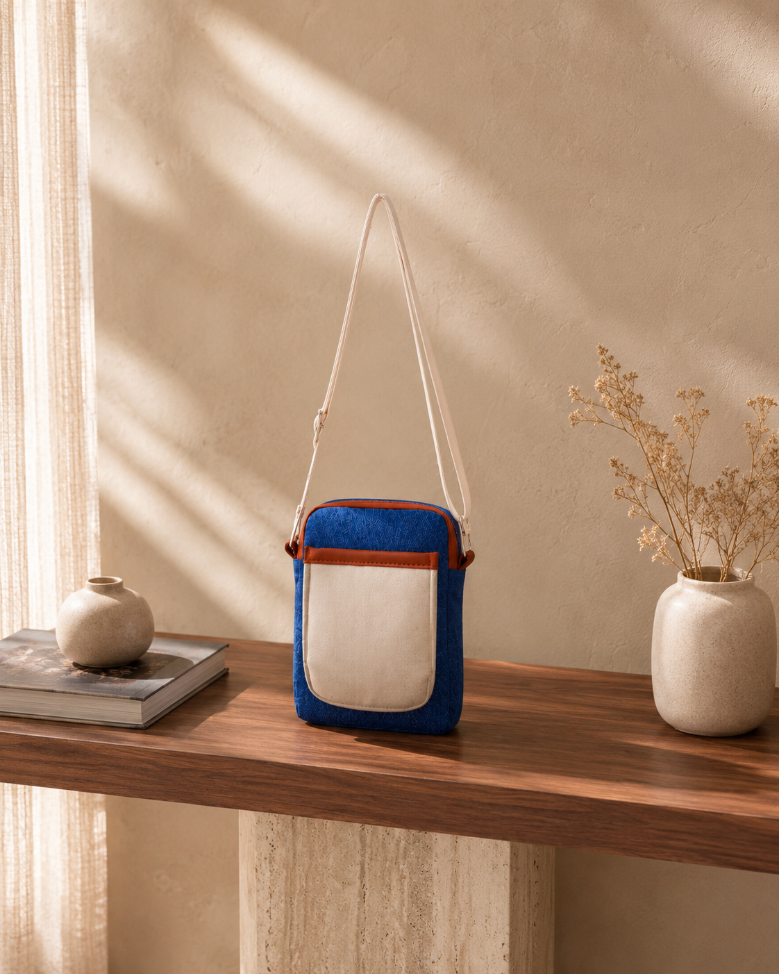 Denim & Canvas Mobile Sling with PU accent