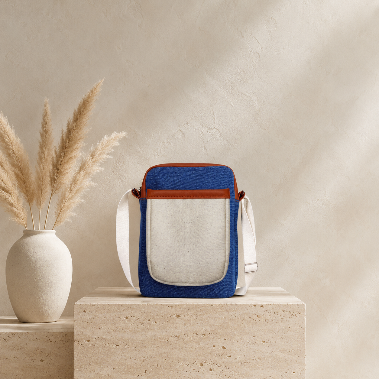 Denim & Canvas Mobile Sling with PU accent