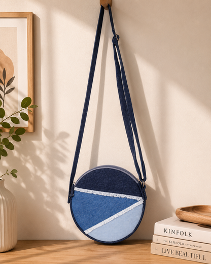 Denim Round Sling Bag