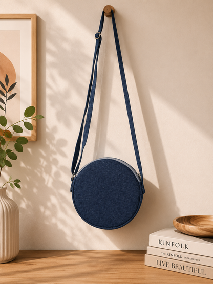 Denim Round Sling Bag