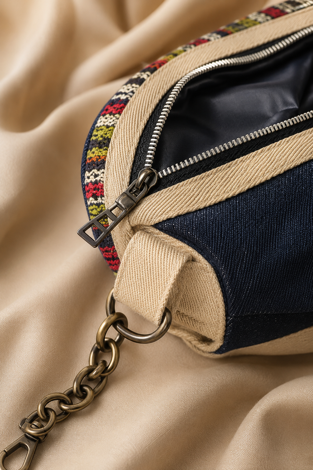 Jute Denim Mobile Sling Bag