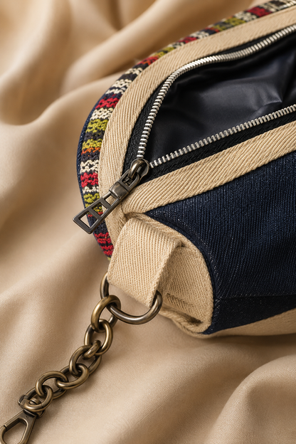 Jute Denim Mobile Sling Bag