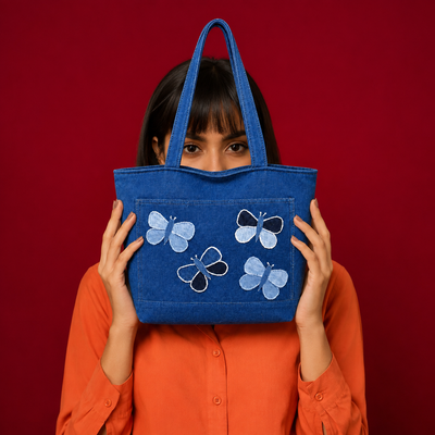 Denim Butterfly Tote Bag – "So Pretty!