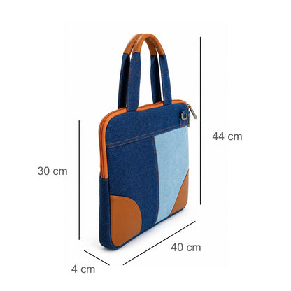 Classic Denim Messenger Laptop bag with PU accent