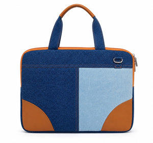 Classic Denim Messenger Laptop bag with PU accent