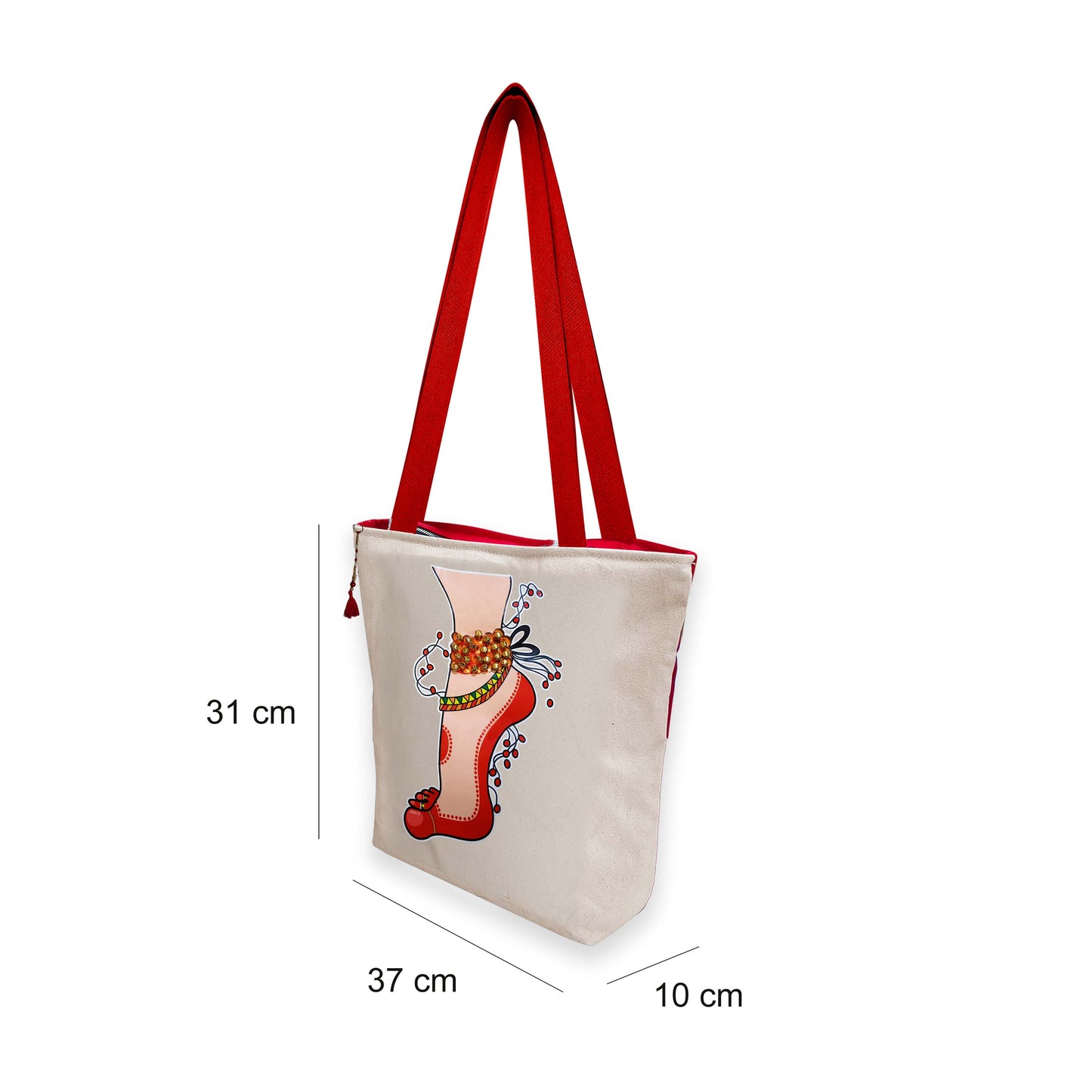 Dance Foot Ghungroo Canvas Bag Off White