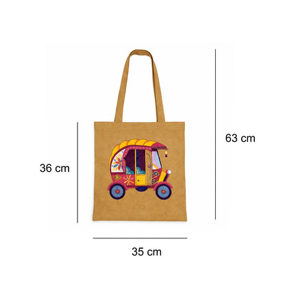 ThePuraniJeans Canvas Tote Bag for Women | Stylish Jhola Handbag with No Closure | Shopping & Travel Bag_Yellow