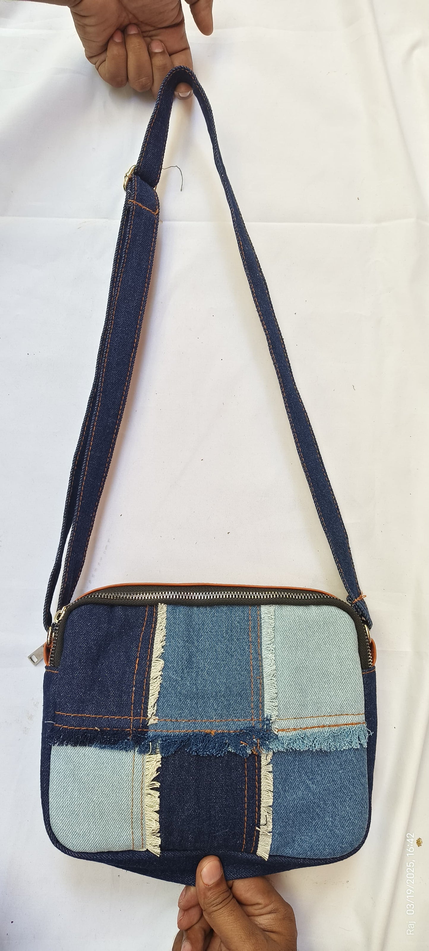 Frayed Denim Sling Bag