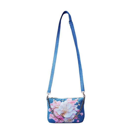 Denim Floral Shoulder Purse