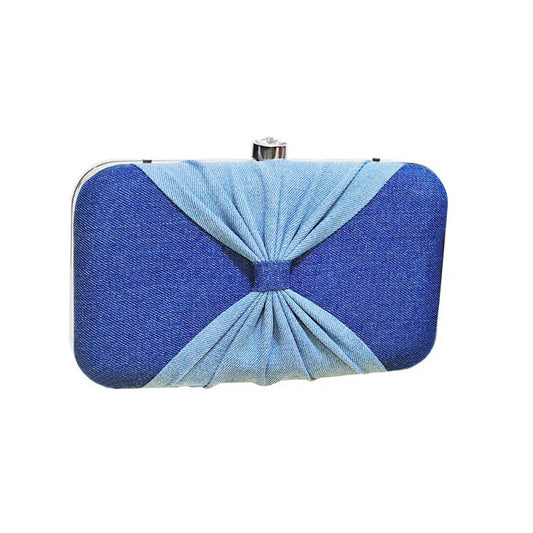Denim bow clutch
