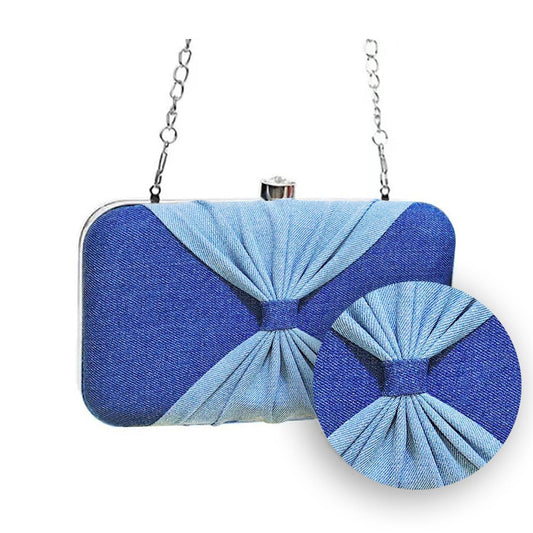 Denim bow clutch