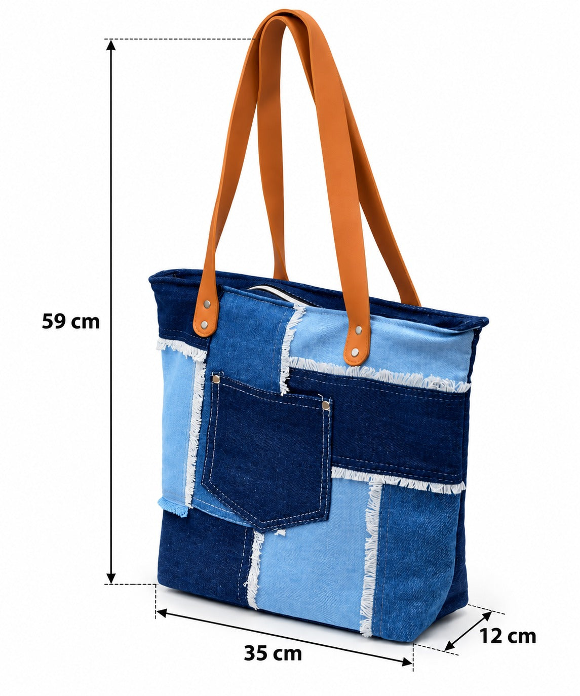 Tripple Tone Denim Tote Bag