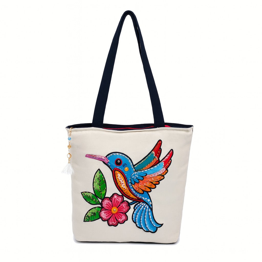 Artistic Bird Flower Tote Bag