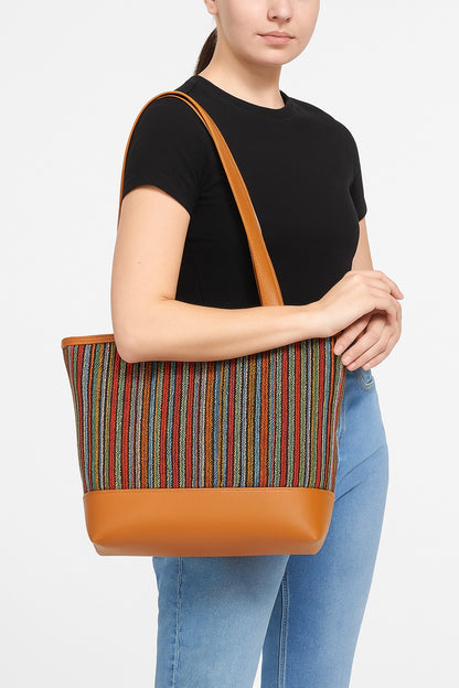 Jute Denim Tote Bag