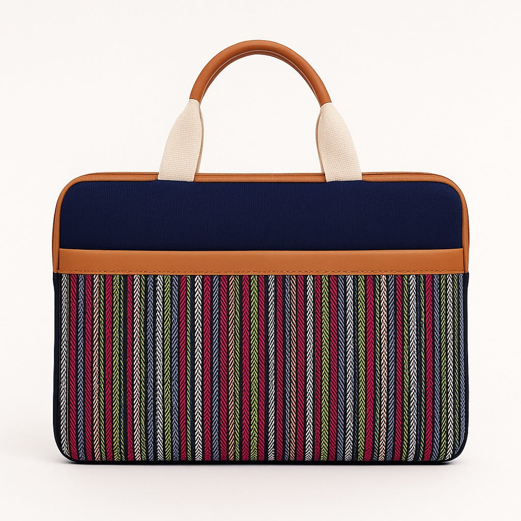 Jute Denim Laptop Messenger Bag
