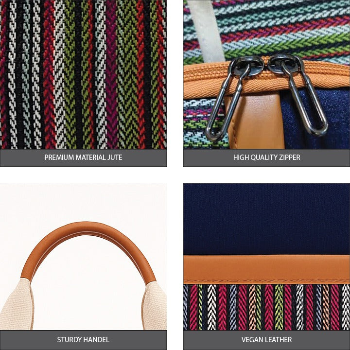 Jute Denim Laptop Messenger Bag