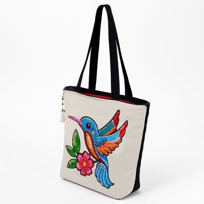 Artistic Bird Flower Tote Bag
