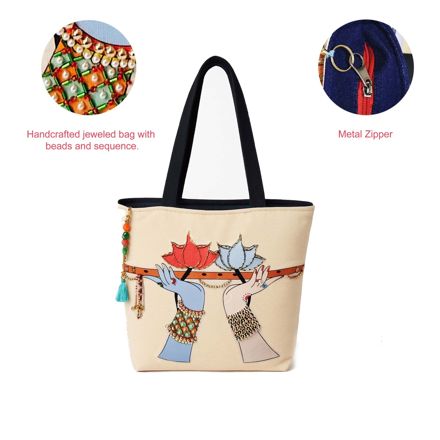 Radha Krishna Flute Tote Bag