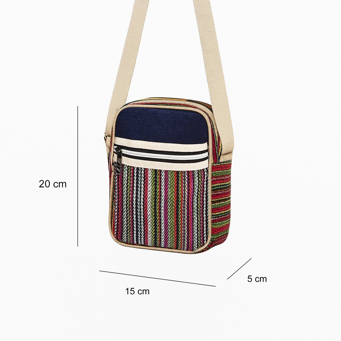 Jute Denim Mobile Sling Bag
