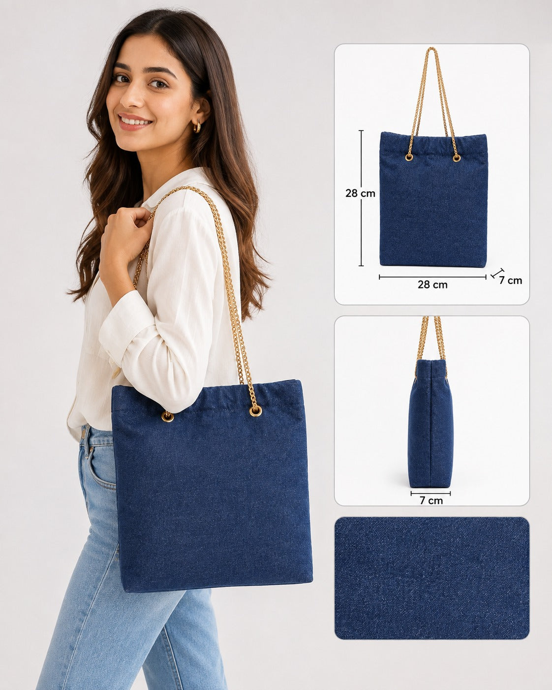 Denim Classic Drawstring Bag