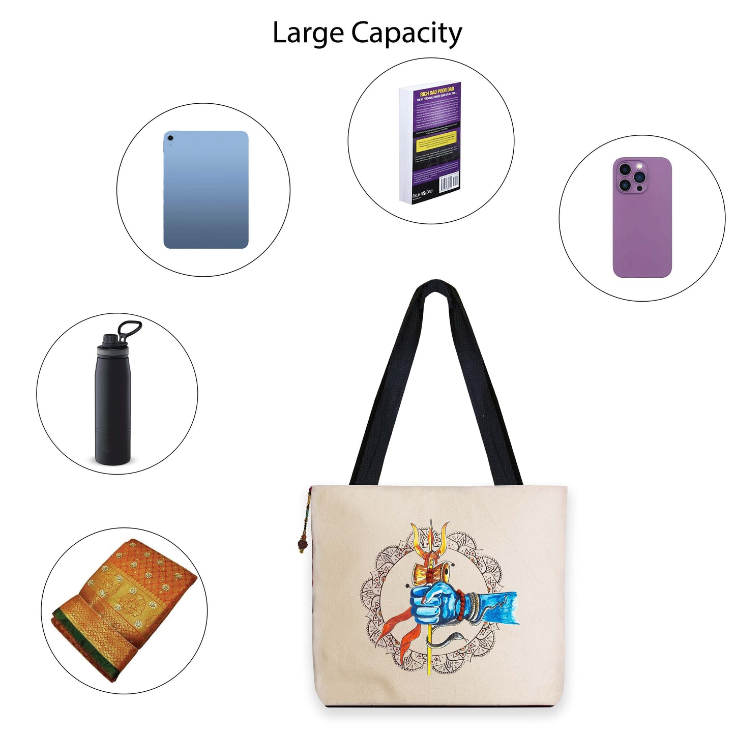 Shiv Trishul Canvas Tote Bag