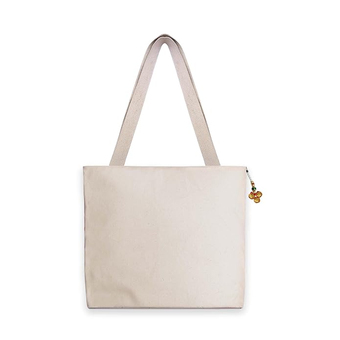 Hand-Printed Tote Bag with Classical Design–Reusable, Zipper